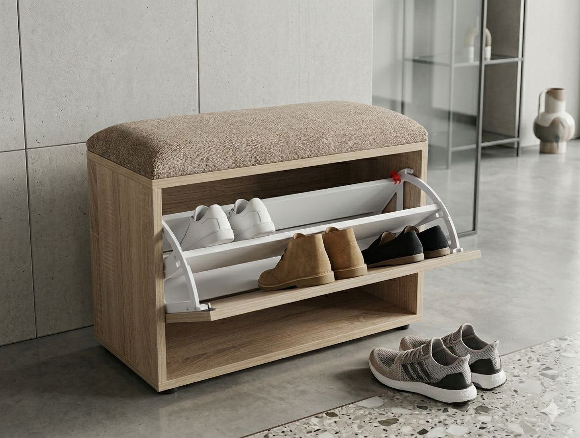 مقعد تخزين الأحذية الأنيق